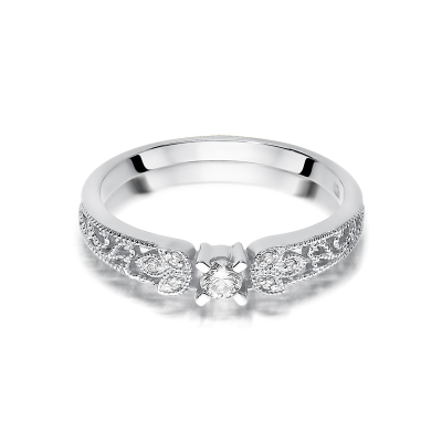 Pierścionek zaręczynowy z brylantami 0.13ct