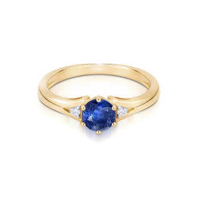 Pierścionek zaręczynowy z szafirem i diamentami 