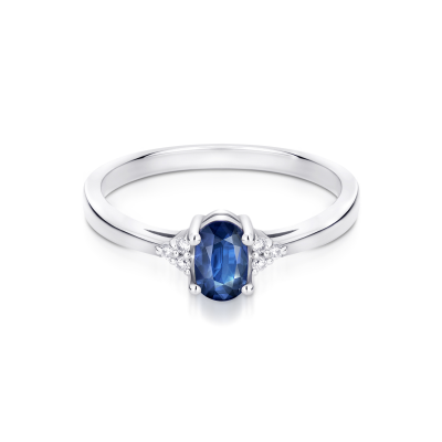 Pierścionek zaręczynowy z szafirem i diamentami 