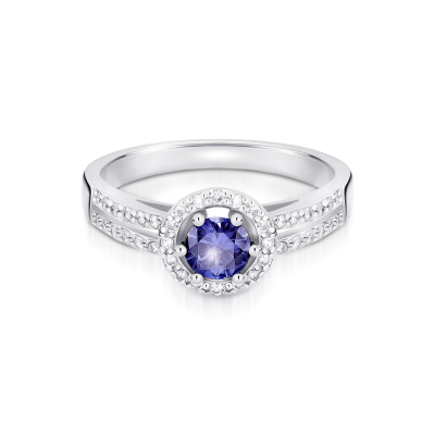 Pierścionek zaręczynowy z tanzanitem i diamentami 