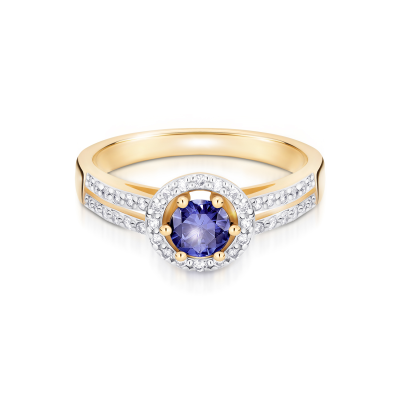Pierścionek zaręczynowy z tanzanitem i diamentami 