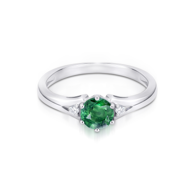 Pierścionek zaręczynowy ze szmaragdem i diamentami 