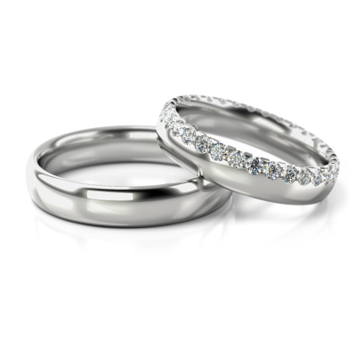 Ślubne obrączki: białe, kamienie, półokrągłe 4,5mm 